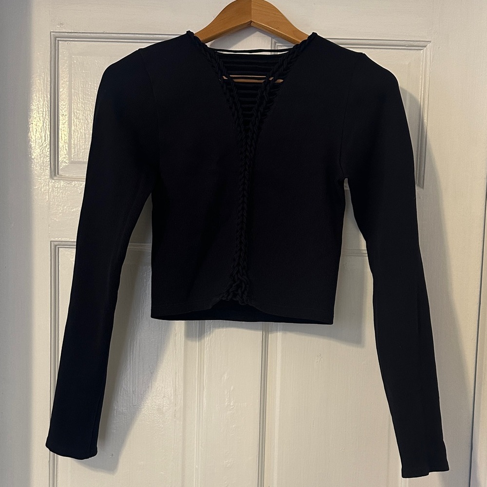 Fabletics Black Ribbed Long Sleeve Top